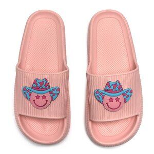 Pink Howdy Slide - Cowgirl Emoji + Cushioned  + Waterproof